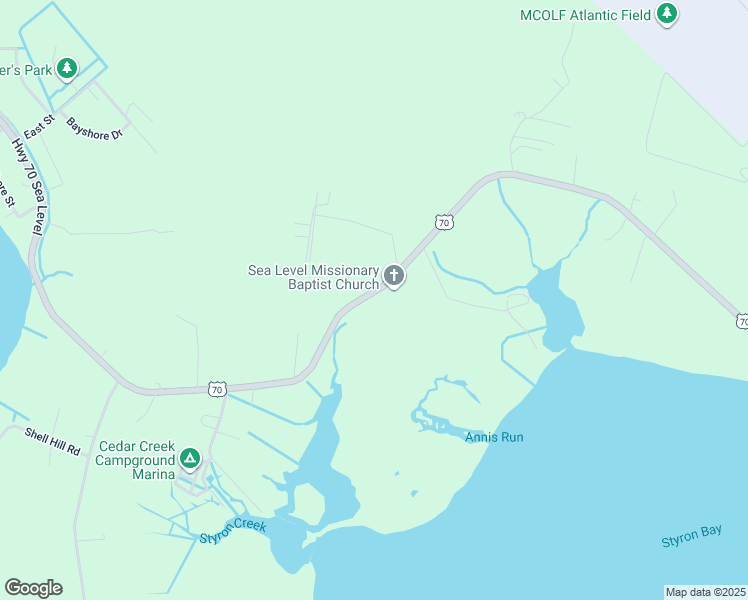 map of restaurants, bars, coffee shops, grocery stores, and more near 1076 Highway 70 Sea Level in Sealevel