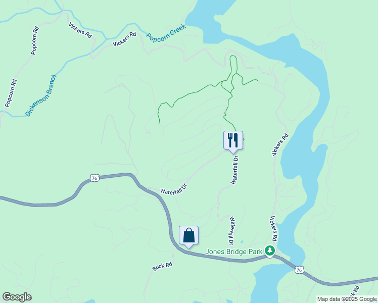 map of restaurants, bars, coffee shops, grocery stores, and more near Winterberry Trail in Rabun County