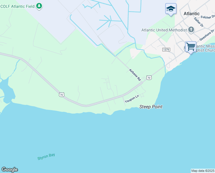 map of restaurants, bars, coffee shops, grocery stores, and more near 621 Seashore Drive in Atlantic