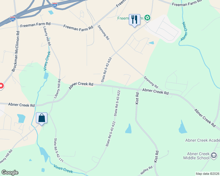 map of restaurants, bars, coffee shops, grocery stores, and more near 1489 Abner Creek Road in Greer