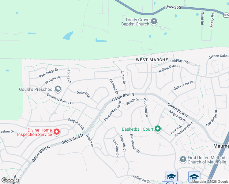map of restaurants, bars, coffee shops, grocery stores, and more near 6 Emerald Drive in Maumelle