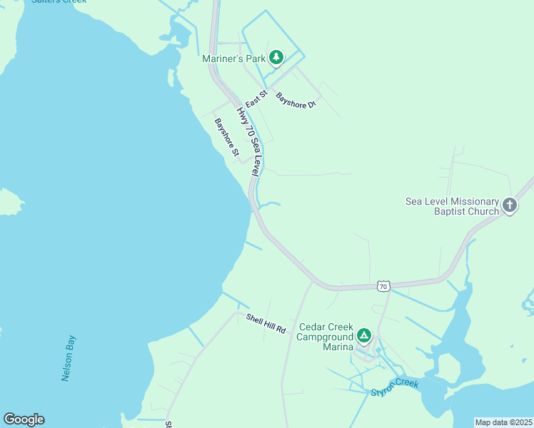map of restaurants, bars, coffee shops, grocery stores, and more near 667 Highway 70 Sea Level in Sealevel