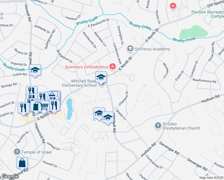 map of restaurants, bars, coffee shops, grocery stores, and more near 320 Mitchell Road in Greenville