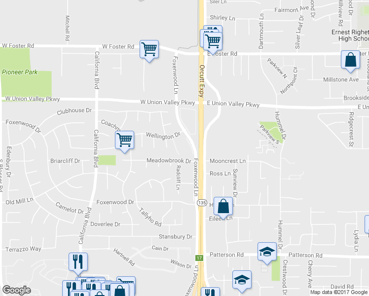 map of restaurants, bars, coffee shops, grocery stores, and more near 161 Meadowbrook Drive in Santa Maria