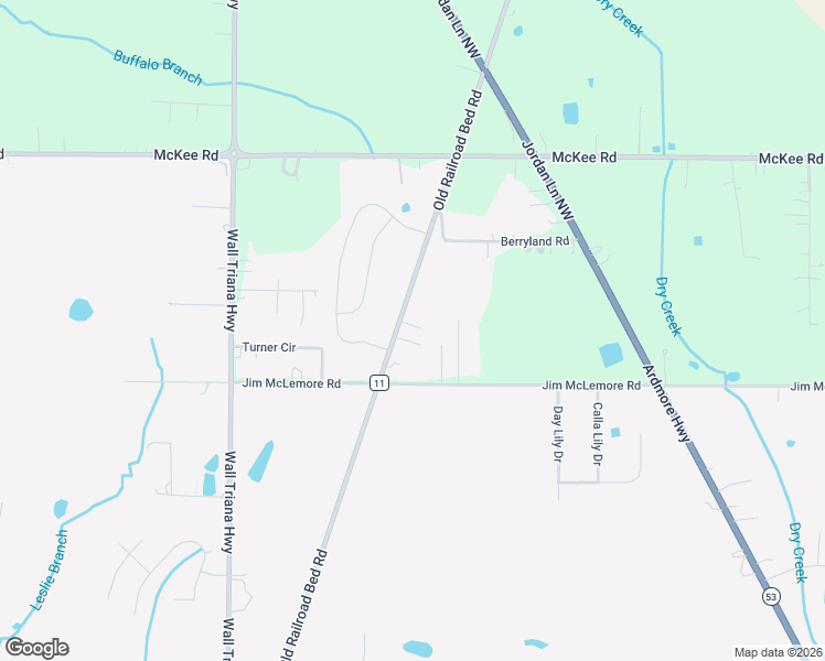 map of restaurants, bars, coffee shops, grocery stores, and more near 4987 Old Railroad Bed Rd in Harvest