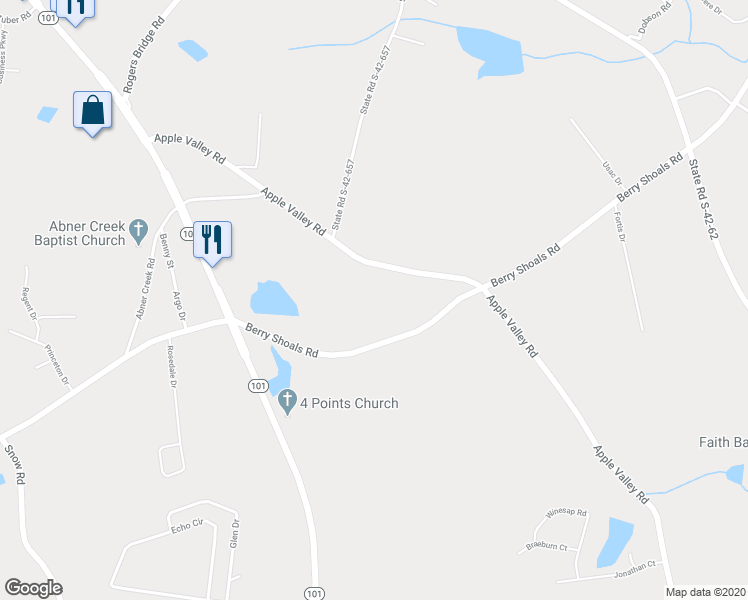 map of restaurants, bars, coffee shops, grocery stores, and more near 410 Apple Valley Road in Duncan
