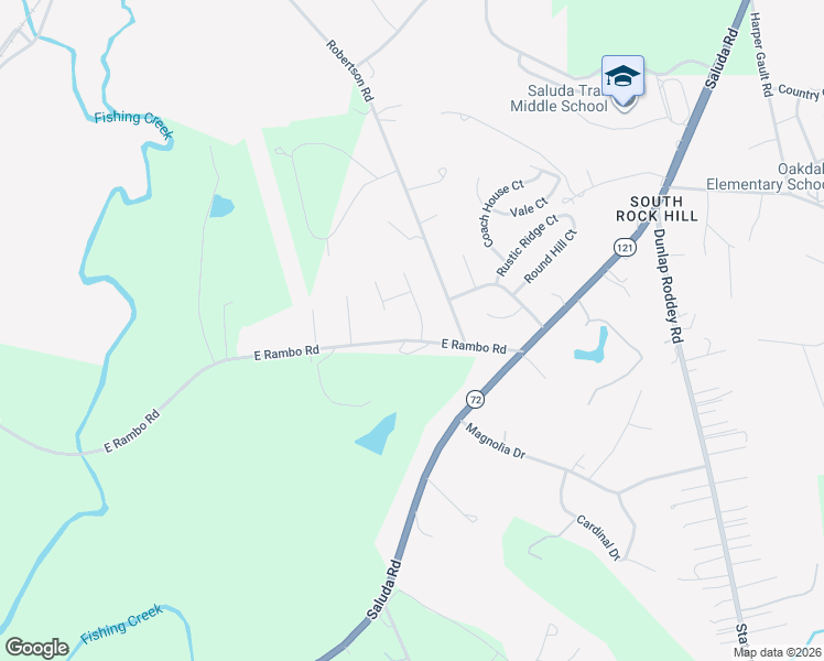map of restaurants, bars, coffee shops, grocery stores, and more near 732 East Rambo Road in Rock Hill