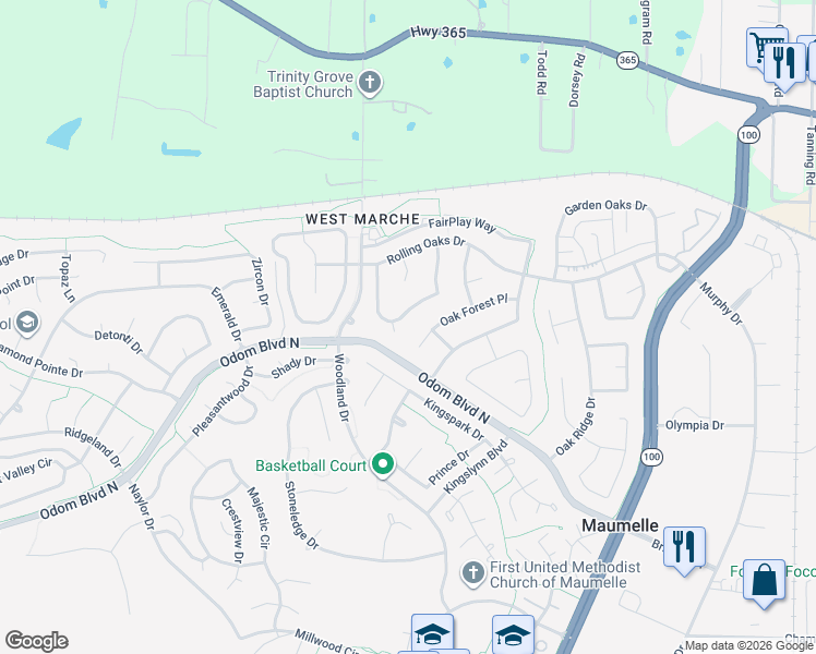 map of restaurants, bars, coffee shops, grocery stores, and more near 37 Vantage Dr in Maumelle