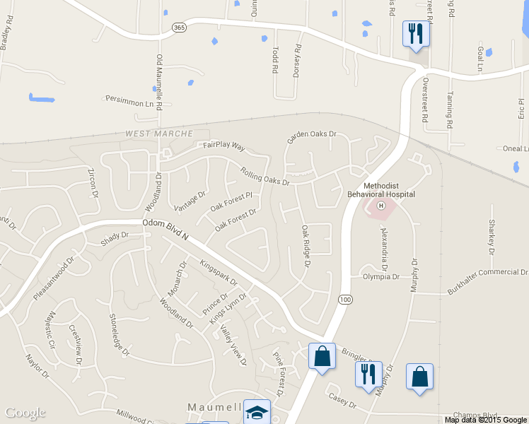 map of restaurants, bars, coffee shops, grocery stores, and more near 37 Oak Forest Drive in Maumelle