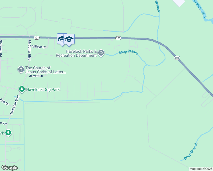 map of restaurants, bars, coffee shops, grocery stores, and more near 1513 Mesquite Court in Havelock
