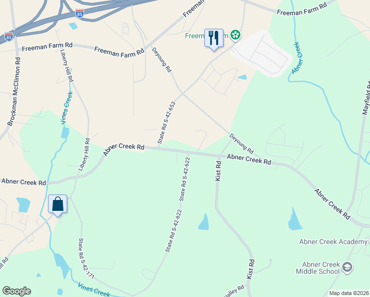 map of restaurants, bars, coffee shops, grocery stores, and more near 1499 Abner Creek Road in Greer
