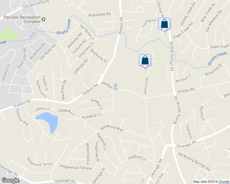 map of restaurants, bars, coffee shops, grocery stores, and more near 103 Brigham Creek Drive in Greer