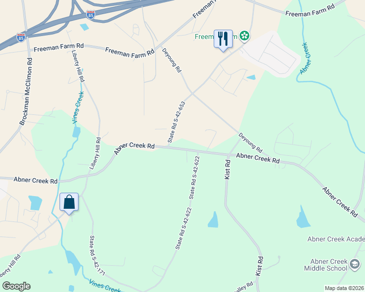 map of restaurants, bars, coffee shops, grocery stores, and more near 1489 Abner Creek Road in Greer