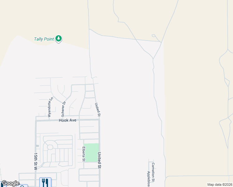 map of restaurants, bars, coffee shops, grocery stores, and more near Barrington Avenue in Rosamond