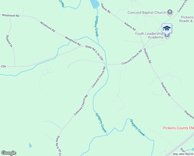 map of restaurants, bars, coffee shops, grocery stores, and more near 415-499 Concord Church Road in Pickens