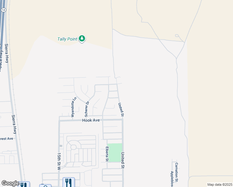 map of restaurants, bars, coffee shops, grocery stores, and more near 1016 Armstrong Avenue in Rosamond