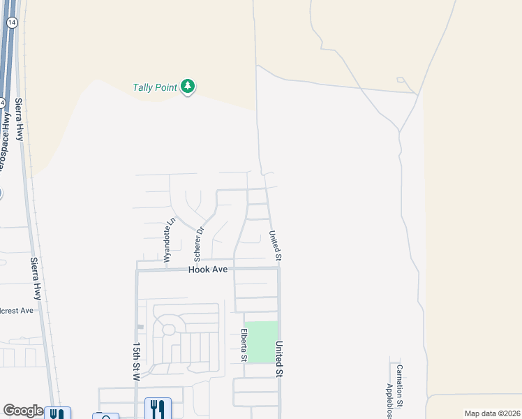 map of restaurants, bars, coffee shops, grocery stores, and more near 1024 Armstrong Avenue in Rosamond