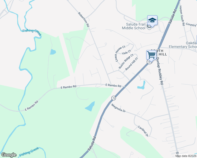 map of restaurants, bars, coffee shops, grocery stores, and more near 732 East Rambo Road in Rock Hill