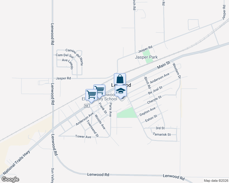 map of restaurants, bars, coffee shops, grocery stores, and more near 25277 Main Street in Barstow