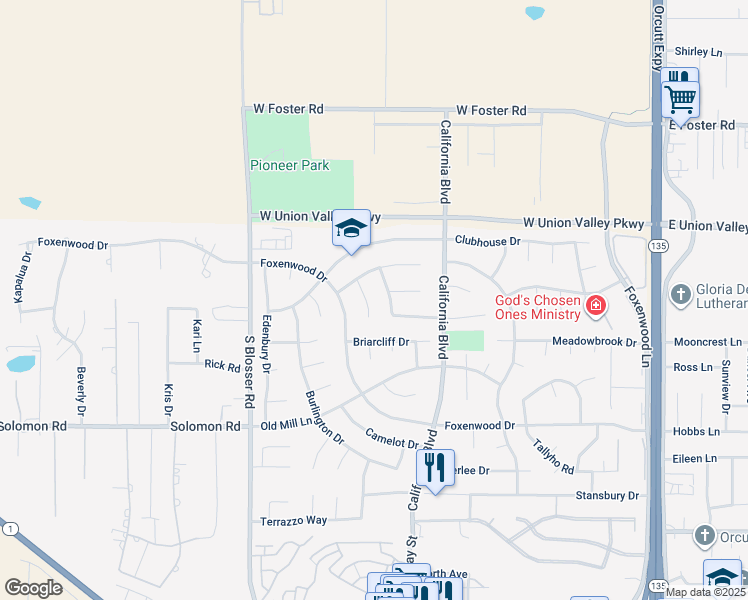 map of restaurants, bars, coffee shops, grocery stores, and more near 4332 Manchester Court in Santa Maria