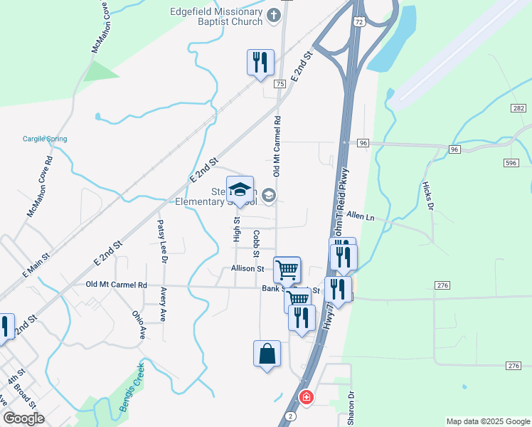 map of restaurants, bars, coffee shops, grocery stores, and more near 930 Old Mount Carmel Road in Stevenson