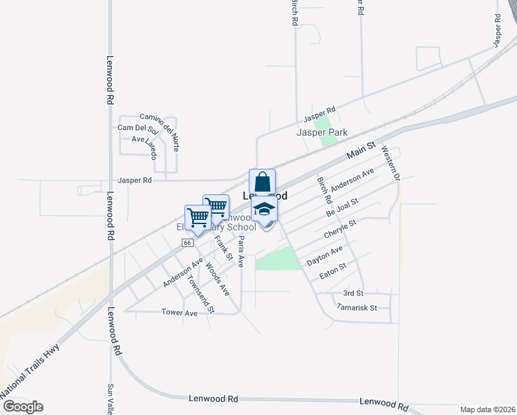 map of restaurants, bars, coffee shops, grocery stores, and more near 25277 Main Street in Barstow