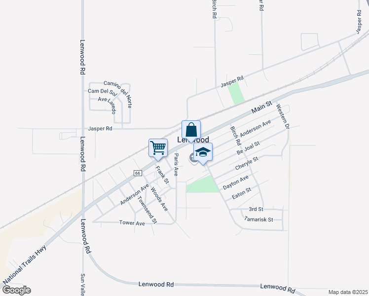 map of restaurants, bars, coffee shops, grocery stores, and more near 25287 Main Street in Barstow