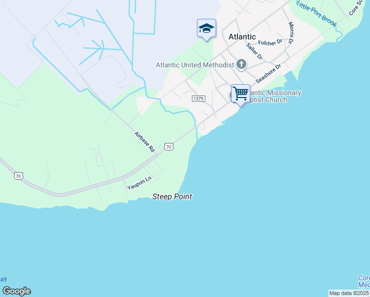 map of restaurants, bars, coffee shops, grocery stores, and more near 792 Seashore Drive in Atlantic