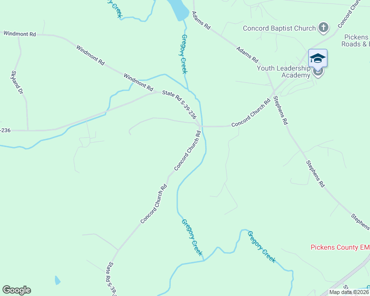 map of restaurants, bars, coffee shops, grocery stores, and more near 415-499 Concord Church Road in Pickens