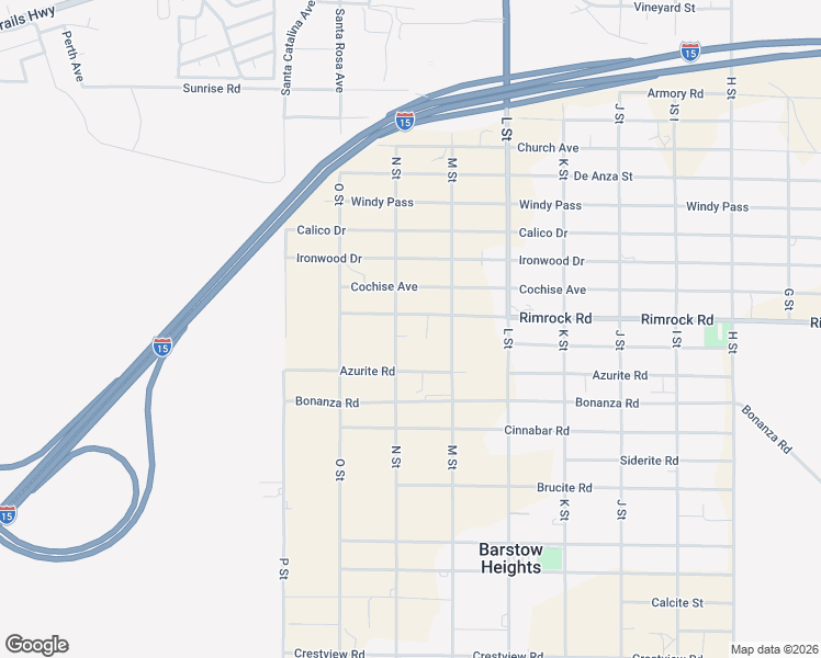 map of restaurants, bars, coffee shops, grocery stores, and more near Rimrock Road in Barstow