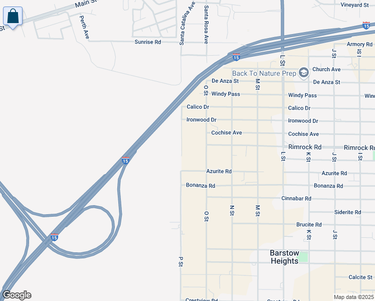 map of restaurants, bars, coffee shops, grocery stores, and more near Rimrock Road in Barstow