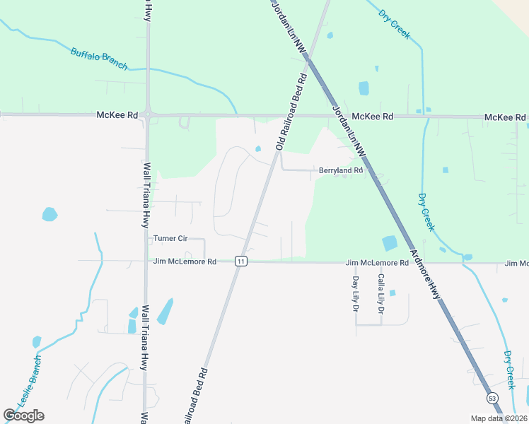 map of restaurants, bars, coffee shops, grocery stores, and more near 4987 Old Railroad Bed Road in Harvest