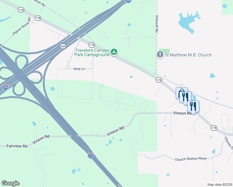 map of restaurants, bars, coffee shops, grocery stores, and more near 116 Embry Rd in Byhalia