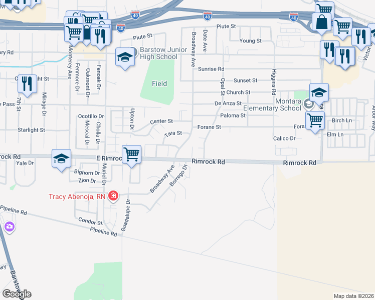 map of restaurants, bars, coffee shops, grocery stores, and more near in Barstow