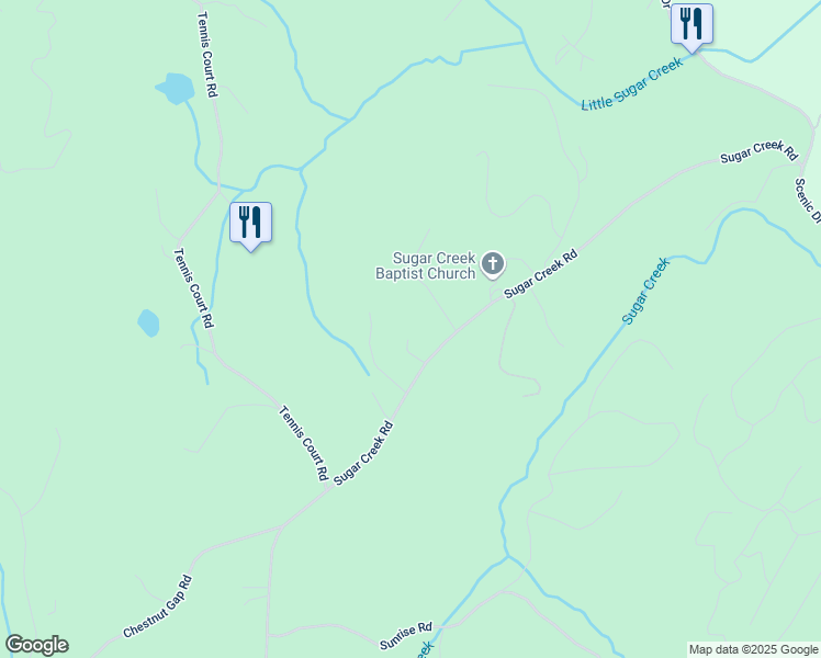 map of restaurants, bars, coffee shops, grocery stores, and more near 1004 Sugar Creek Road in Blue Ridge