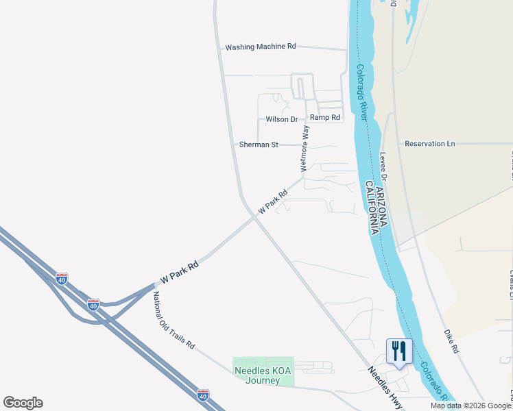 map of restaurants, bars, coffee shops, grocery stores, and more near 2 Needles Highway in Needles
