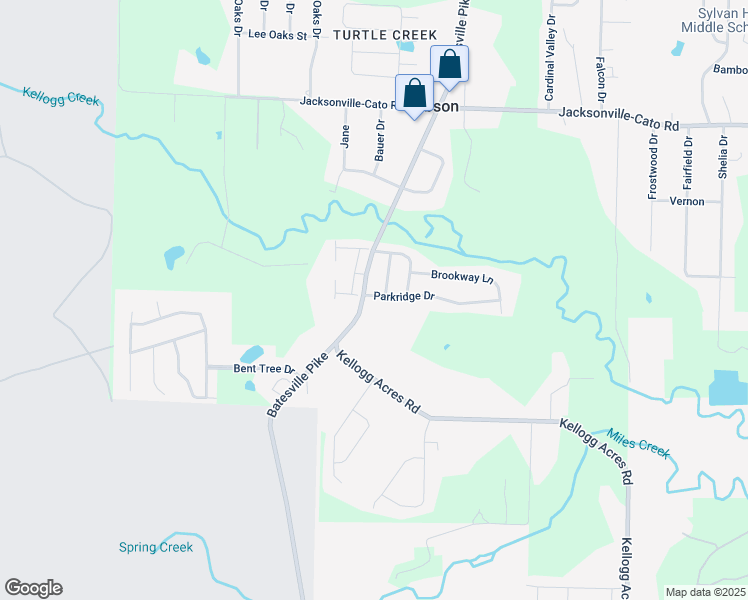 map of restaurants, bars, coffee shops, grocery stores, and more near 3 Crest Lane in North Little Rock