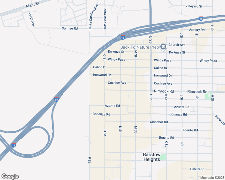 map of restaurants, bars, coffee shops, grocery stores, and more near Rimrock Road in Barstow