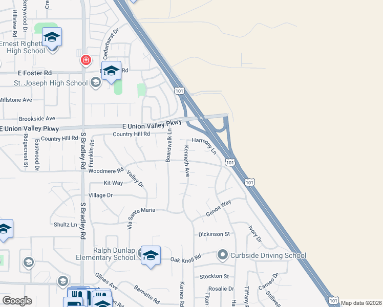 map of restaurants, bars, coffee shops, grocery stores, and more near 1425 Roper Way in Santa Maria
