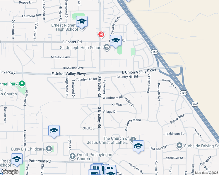 map of restaurants, bars, coffee shops, grocery stores, and more near 1133 Jefferson Court in Orcutt