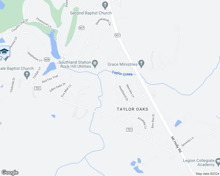 map of restaurants, bars, coffee shops, grocery stores, and more near 1654 Norfolk Court in Rock Hill