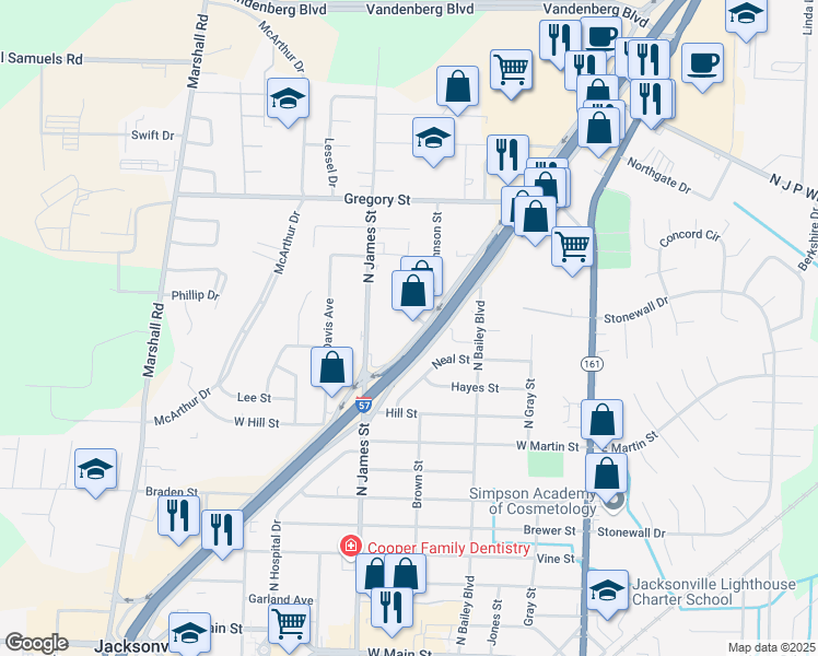 map of restaurants, bars, coffee shops, grocery stores, and more near 101 Tag Street in Jacksonville