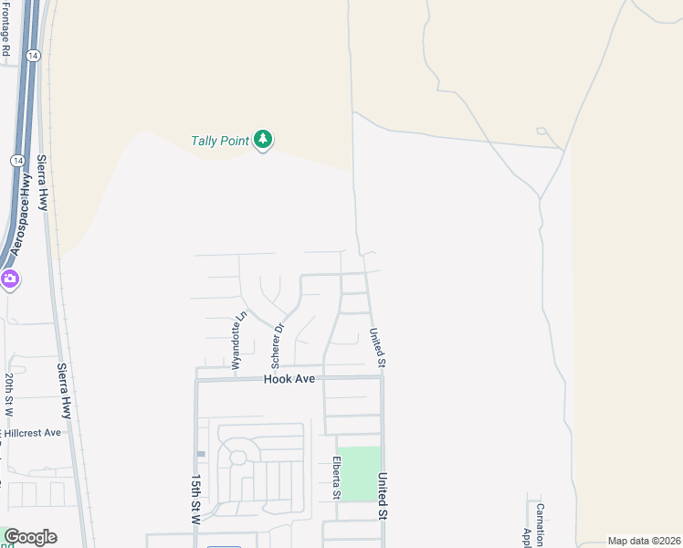 map of restaurants, bars, coffee shops, grocery stores, and more near Barrington Avenue in Rosamond