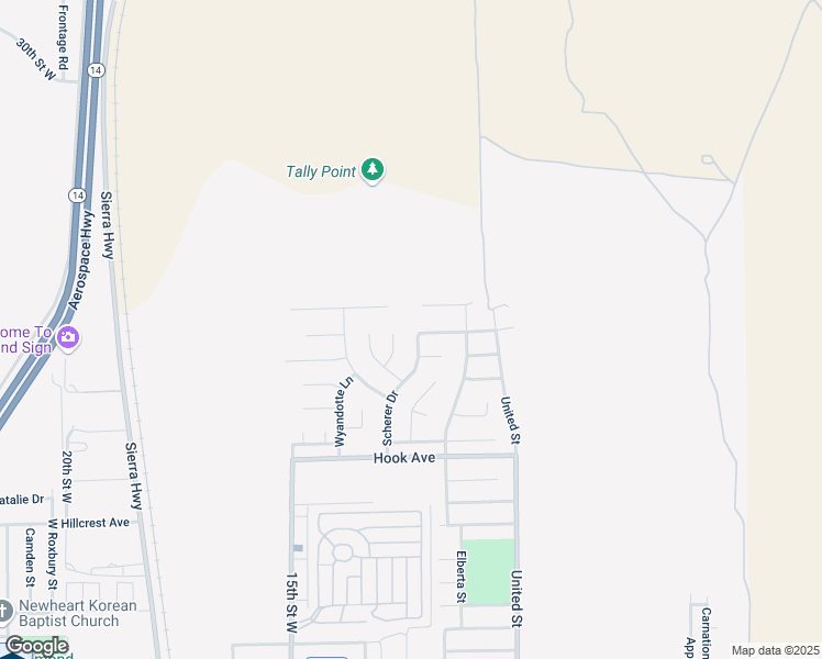 map of restaurants, bars, coffee shops, grocery stores, and more near 1241 Barrington Avenue in Rosamond