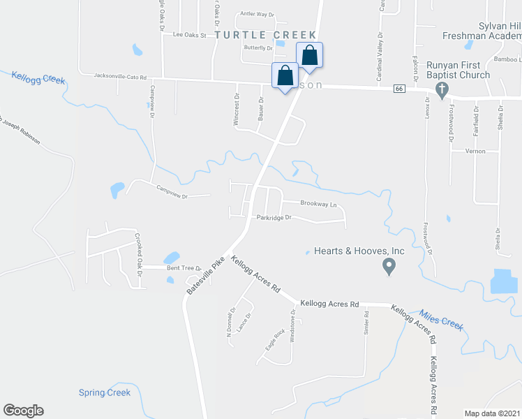 map of restaurants, bars, coffee shops, grocery stores, and more near 3 Crest Lane in North Little Rock