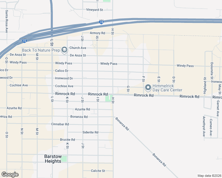 map of restaurants, bars, coffee shops, grocery stores, and more near 28095 Cochise Ave in Barstow