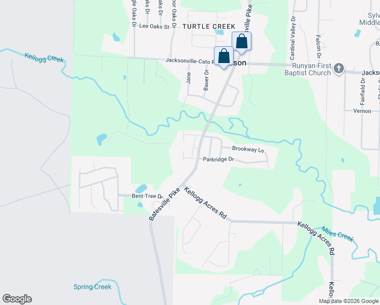 map of restaurants, bars, coffee shops, grocery stores, and more near 7 Villas Drive in North Little Rock