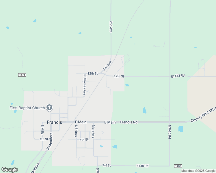 map of restaurants, bars, coffee shops, grocery stores, and more near 530 East 10th Street Avenue in Francis