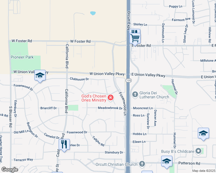 map of restaurants, bars, coffee shops, grocery stores, and more near 269 Eastbourne Terrace in Orcutt