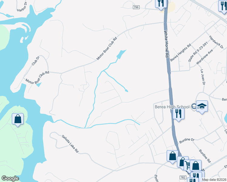 map of restaurants, bars, coffee shops, grocery stores, and more near 21 Lee Haven Court in Greenville